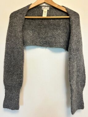 Free People Charcoal Grey Knit Crop Shrug Bolero Fairygrunge Boho Goblincore